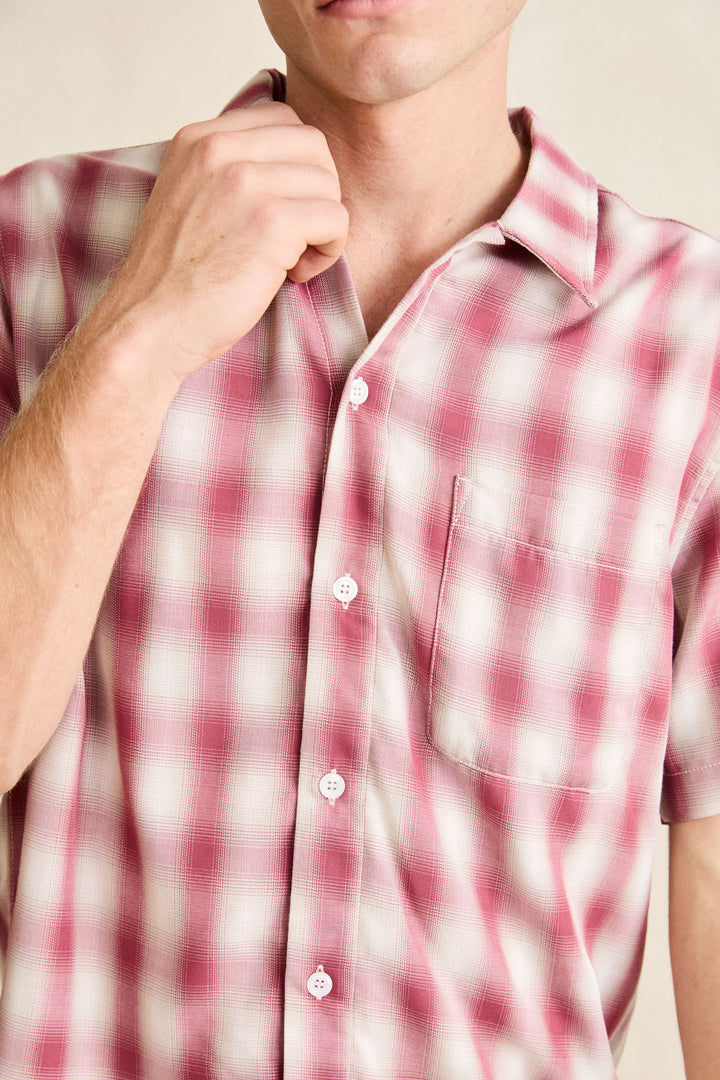 shadow check ss shirt-vintage red