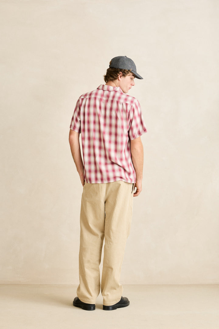 shadow check ss shirt-vintage red
