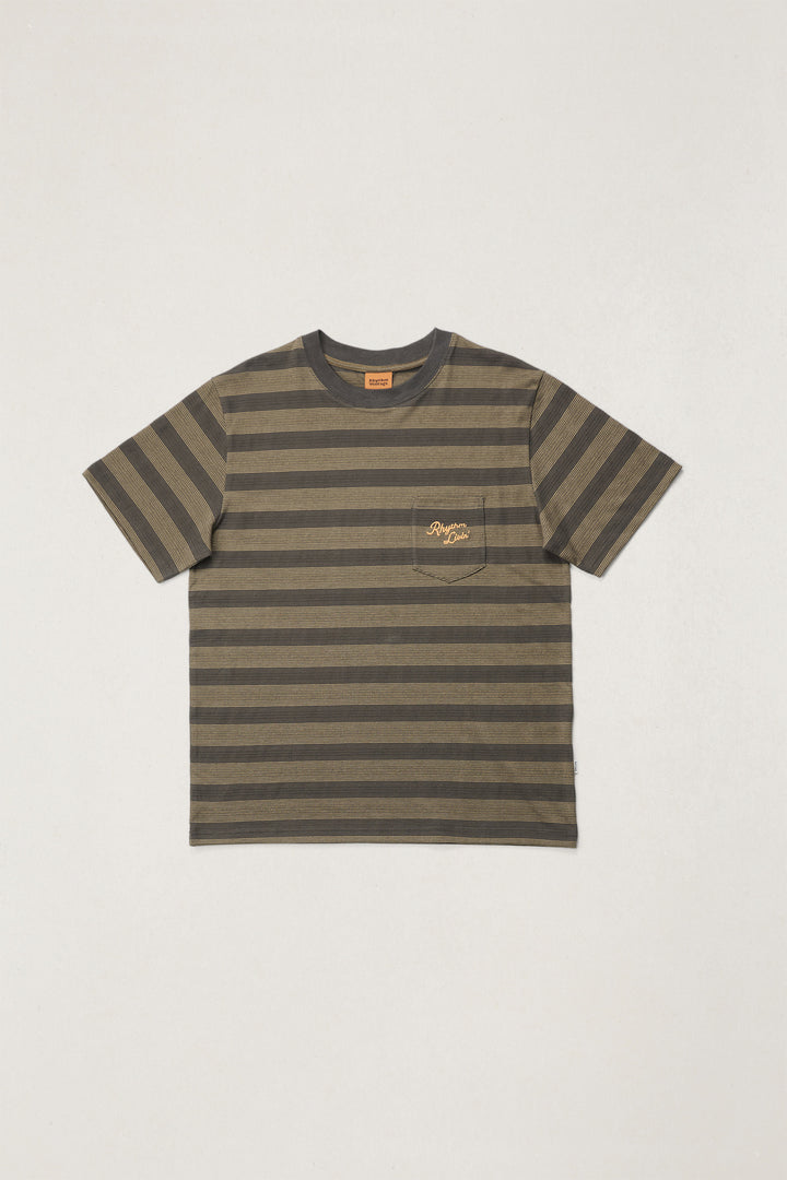 vintage jacquard stripe ss t-shirt-olive