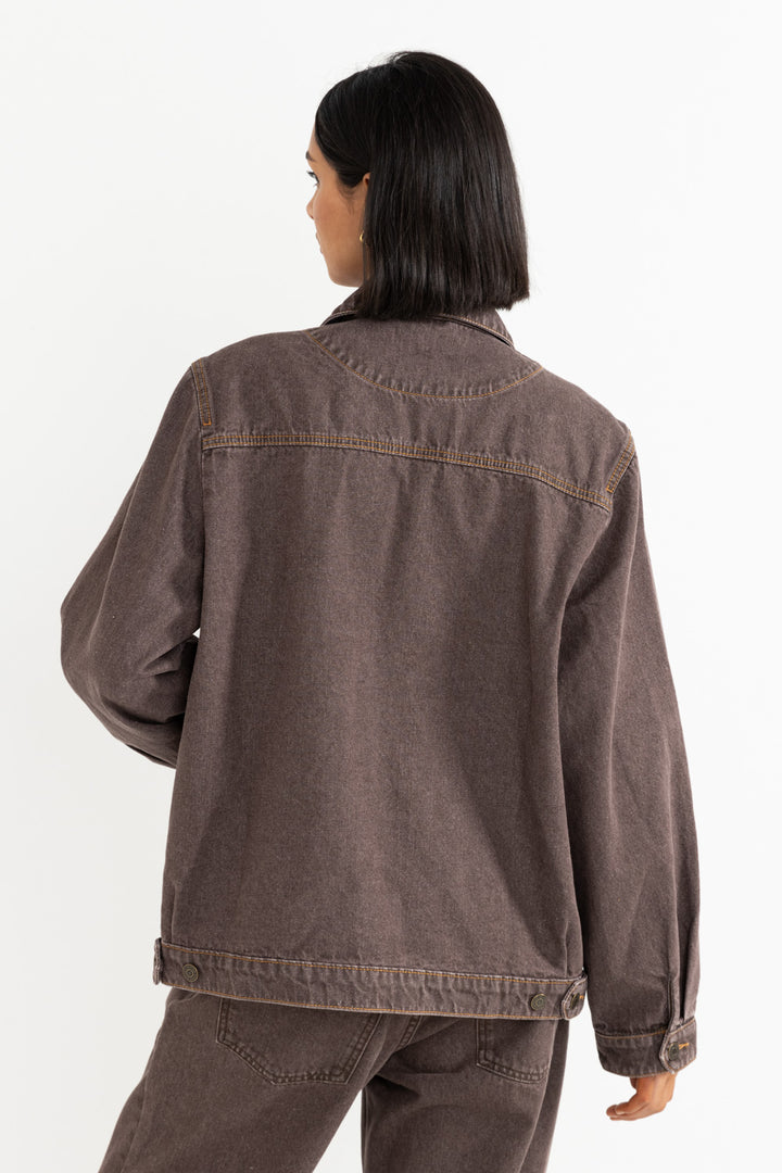demi oversized denim jacket-chocolate