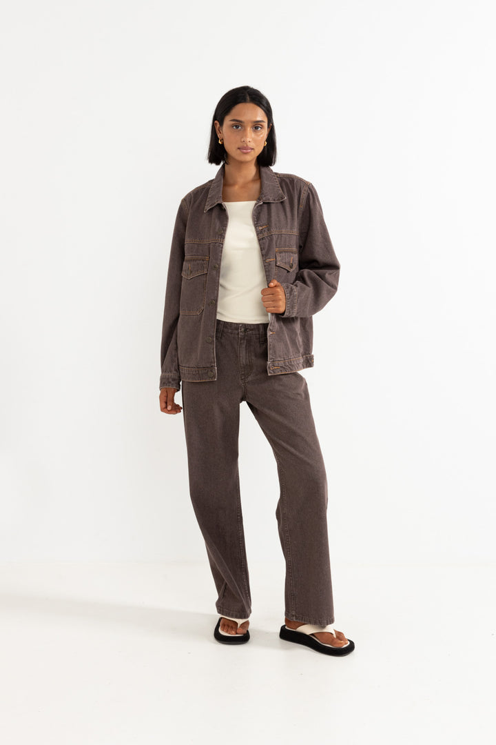demi oversized denim jacket-chocolate