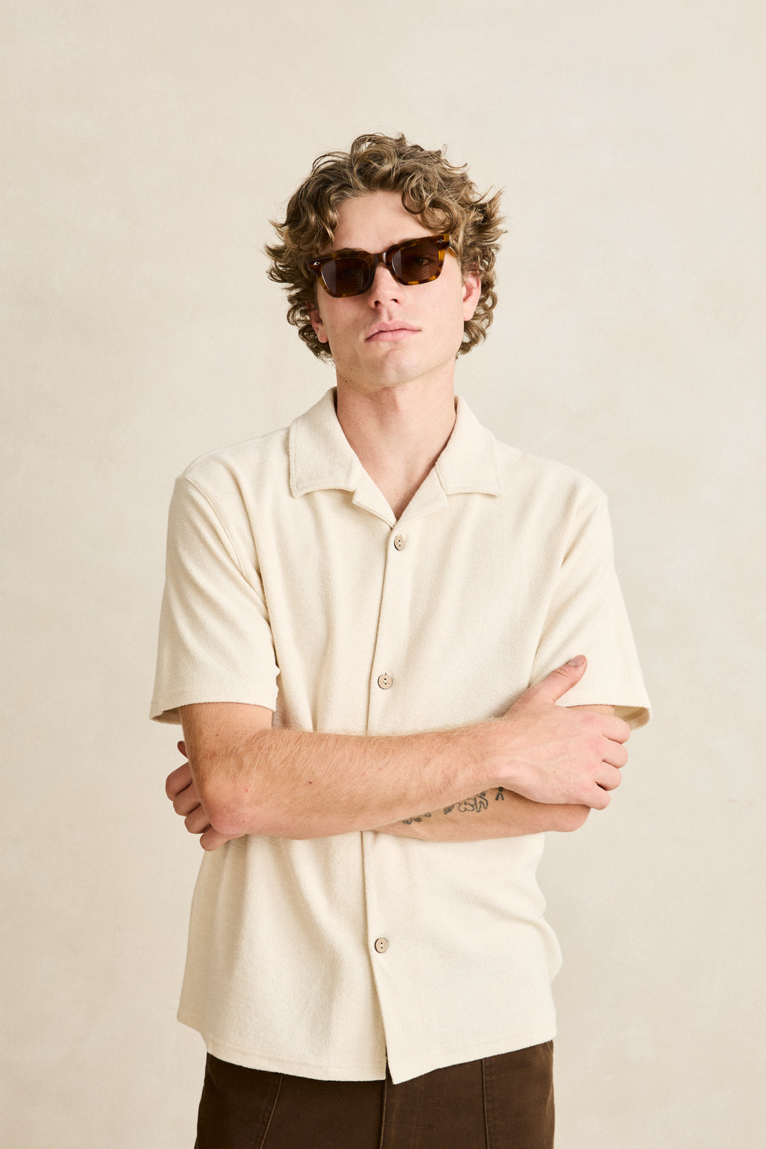 reverse terry ss shirt-natural