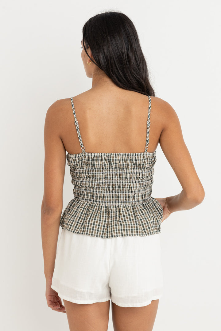 antibes plaid top-olive