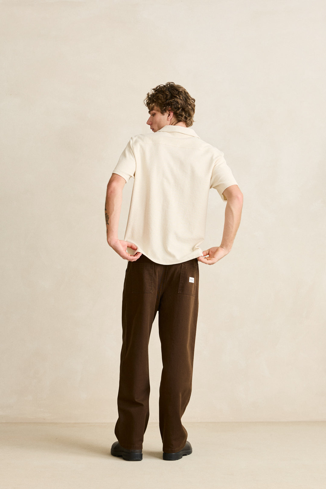 reverse terry ss shirt-natural